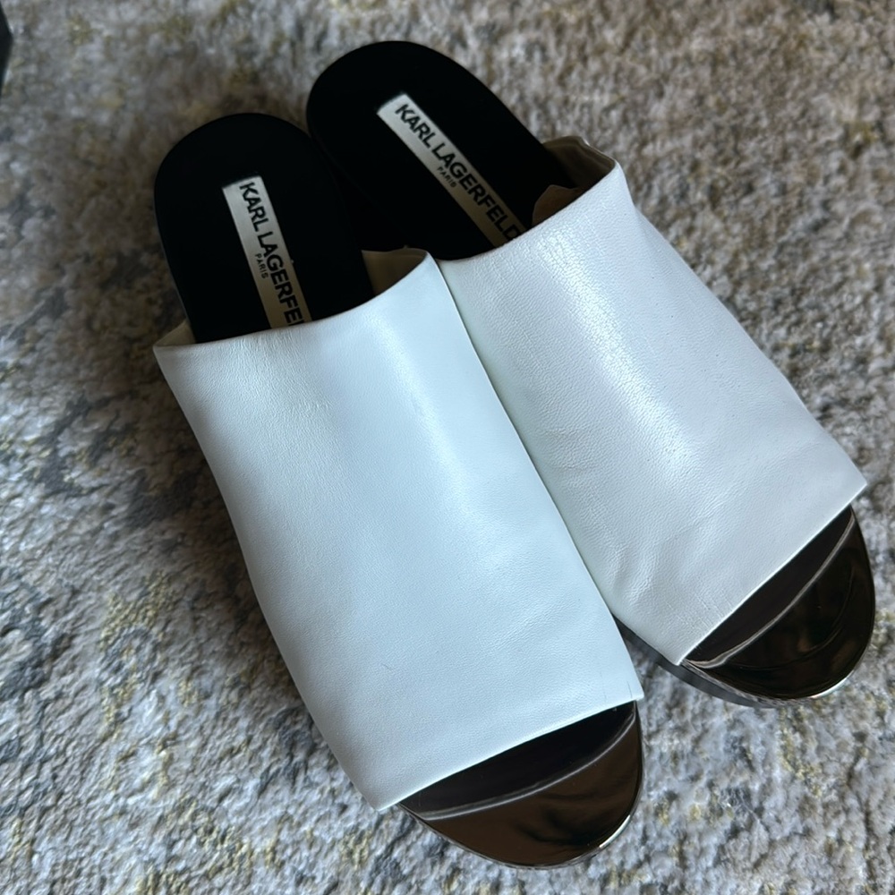Karl Lagerfeld Leather Platform Sandal